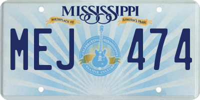 MS license plate MEJ474