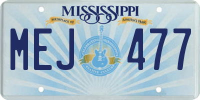 MS license plate MEJ477