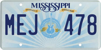 MS license plate MEJ478
