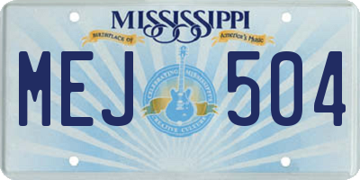 MS license plate MEJ504