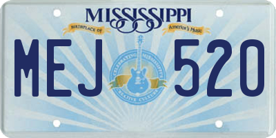 MS license plate MEJ520