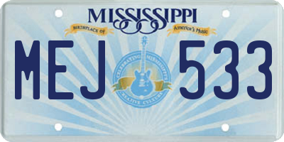 MS license plate MEJ533