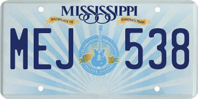 MS license plate MEJ538