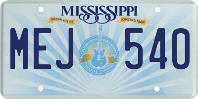 MS license plate MEJ540