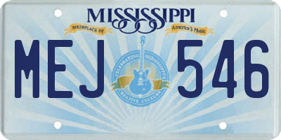 MS license plate MEJ546