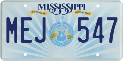 MS license plate MEJ547