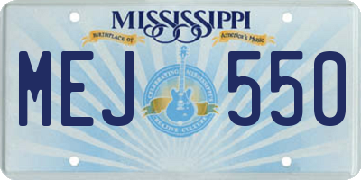 MS license plate MEJ550