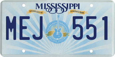 MS license plate MEJ551