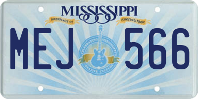 MS license plate MEJ566