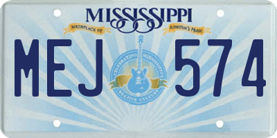 MS license plate MEJ574