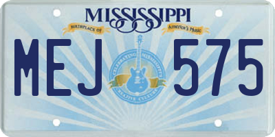 MS license plate MEJ575