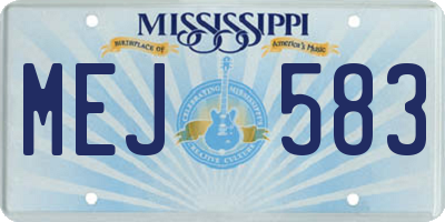 MS license plate MEJ583