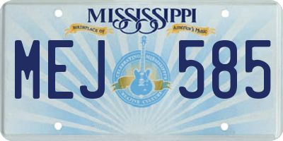MS license plate MEJ585