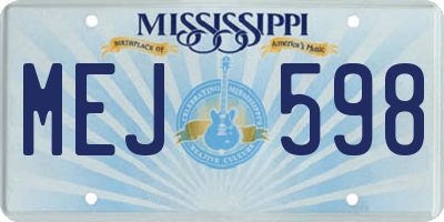 MS license plate MEJ598