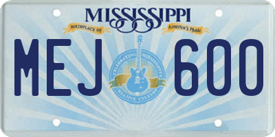 MS license plate MEJ600
