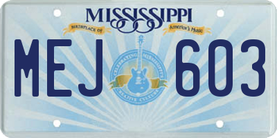 MS license plate MEJ603
