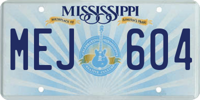 MS license plate MEJ604