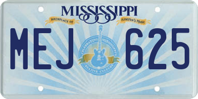 MS license plate MEJ625