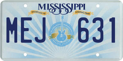 MS license plate MEJ631