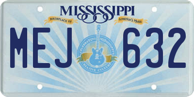 MS license plate MEJ632