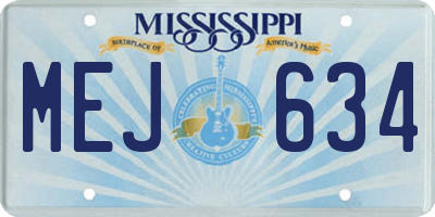 MS license plate MEJ634