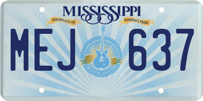 MS license plate MEJ637