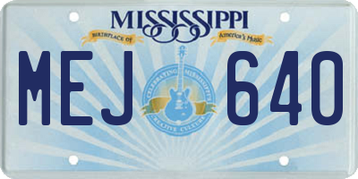 MS license plate MEJ640
