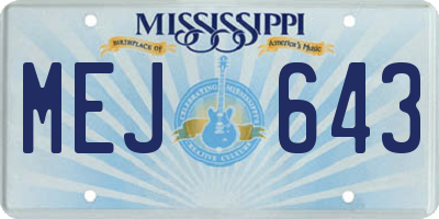 MS license plate MEJ643