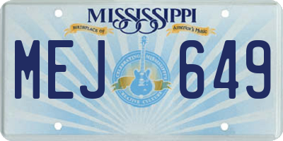 MS license plate MEJ649