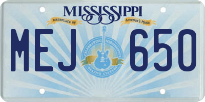 MS license plate MEJ650