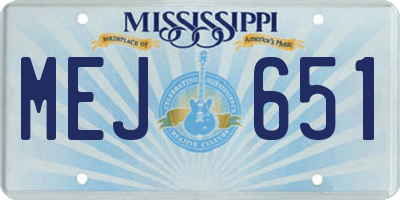 MS license plate MEJ651