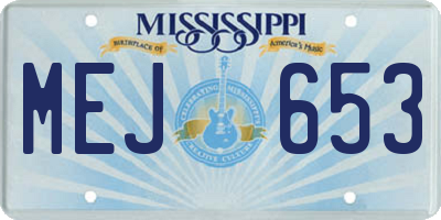 MS license plate MEJ653