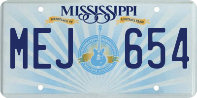 MS license plate MEJ654