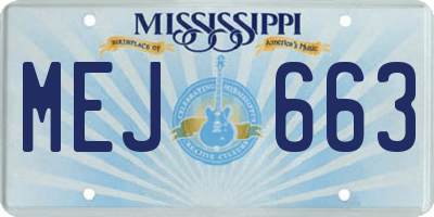 MS license plate MEJ663