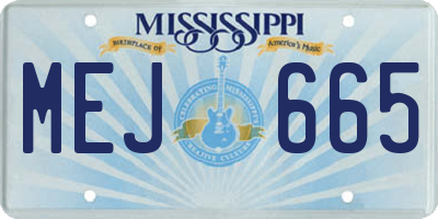MS license plate MEJ665