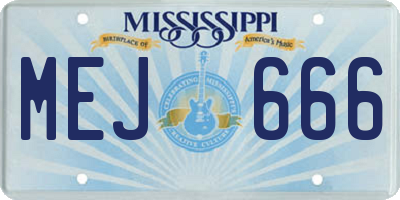 MS license plate MEJ666