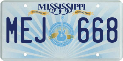 MS license plate MEJ668