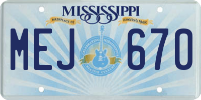 MS license plate MEJ670