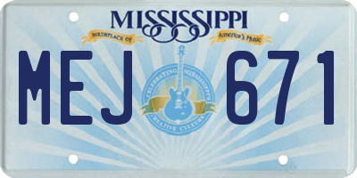 MS license plate MEJ671