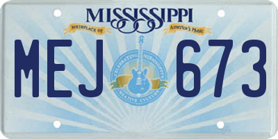 MS license plate MEJ673
