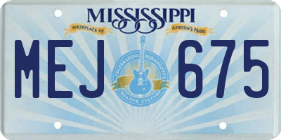 MS license plate MEJ675