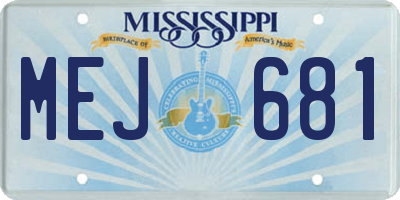 MS license plate MEJ681