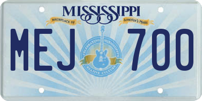 MS license plate MEJ700