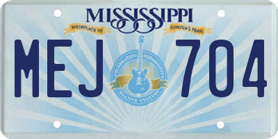 MS license plate MEJ704