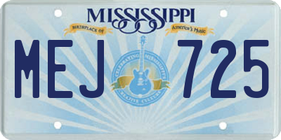 MS license plate MEJ725