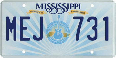 MS license plate MEJ731