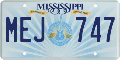 MS license plate MEJ747