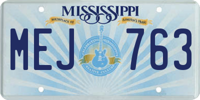 MS license plate MEJ763