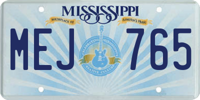 MS license plate MEJ765