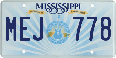 MS license plate MEJ778